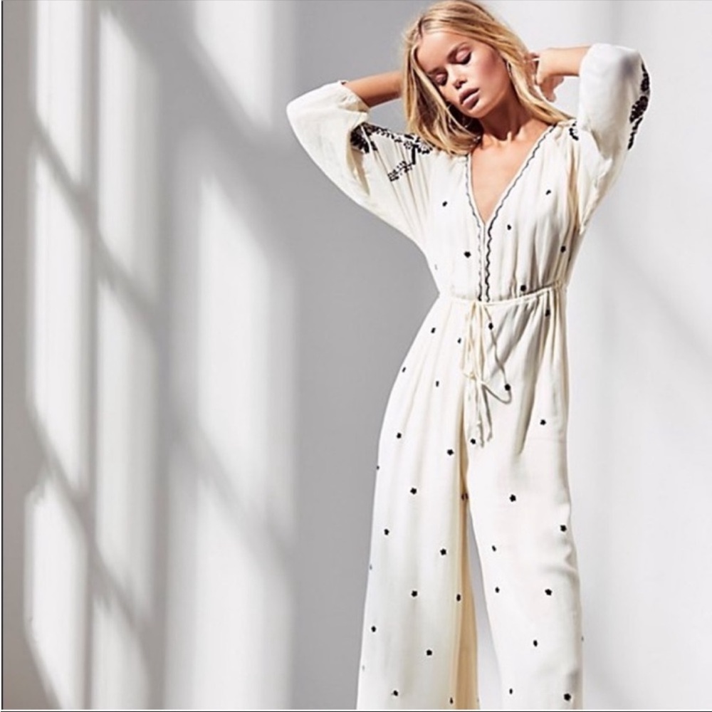 Free People Embroidered Jumpsuit